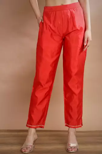   women kurta and trousers pant set silk blend