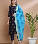   women kurta and trousers pant set silk blend