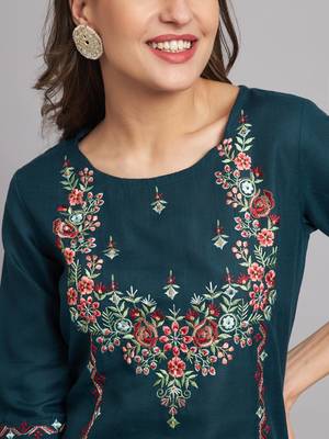   women kurta and trousers pant set cotton blend 3