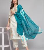   women kurta and trousers pant set cotton blend