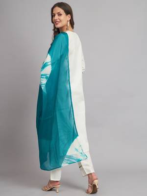  women kurta and trousers pant set cotton blend 2