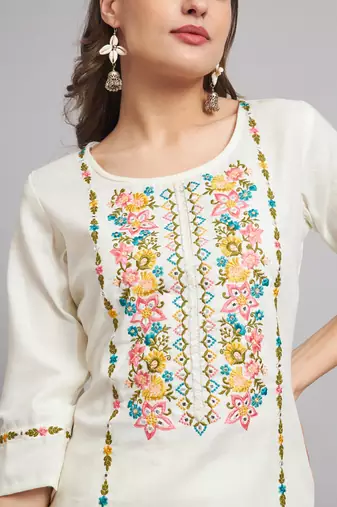   women kurta and trousers pant set cotton blend