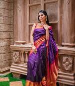  Purple Color Silk Blend Blend Sarees With Blouse
