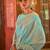 Kimisha women's sky blue silk woven saree with unstitched blouse piece