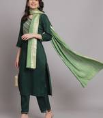   women kurta and trousers pant set cotton silk blend