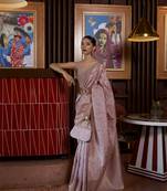 Mauve silk blend Woven Saree With Unstitched Blouse Piece