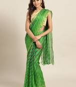 Geroo Jaipur Hand Dyed Green Leheriya Kota Doria Sustainable Saree