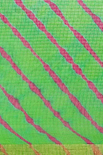   Hand Dyed Green Leheriya Kota Doria Sustainable Saree