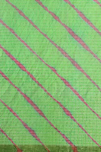   Hand Dyed Green Leheriya Kota Doria Sustainable Saree