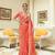Kimisha women's coral silk woven saree with unstitched blouse piece