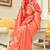 Kimisha women's coral silk woven saree with unstitched blouse piece