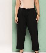 women black pure cotton plus size slim fit trousers
