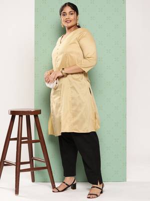 women black pure cotton plus size slim fit trousers 5