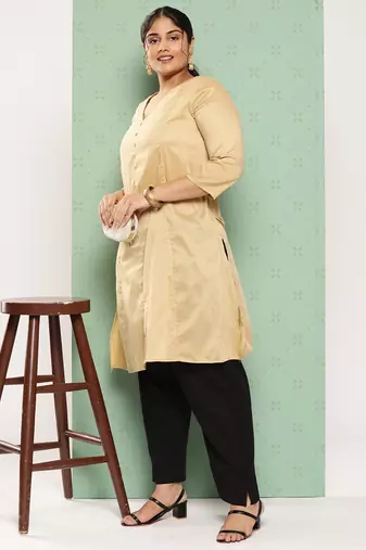 women black pure cotton plus size slim fit trousers