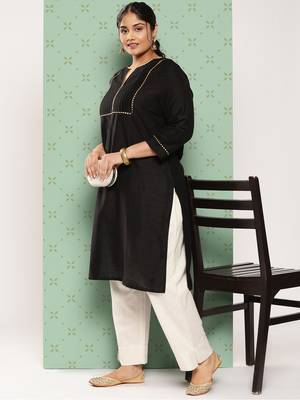 women cream pure cotton plus size slim fit trousers 5