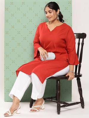 women white pure cotton plus size slim fit trousers 5
