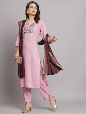   women kurta and trousers pant set cotton silk blend 1