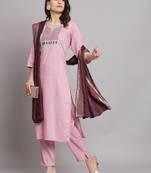   women kurta and trousers pant set cotton silk blend