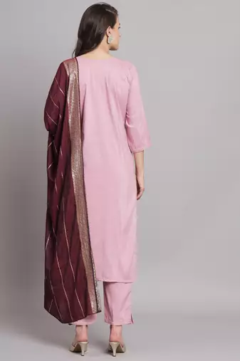   women kurta and trousers pant set cotton silk blend