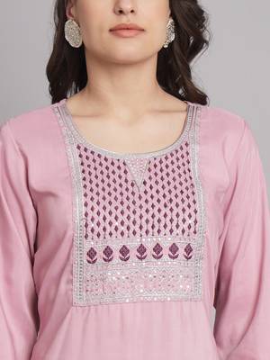   women kurta and trousers pant set cotton silk blend 3