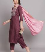   women kurta and trousers pant set cotton silk blend