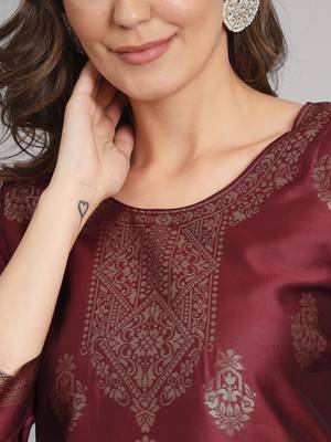   women kurta and trousers pant set heavy zari wok silk blend 3