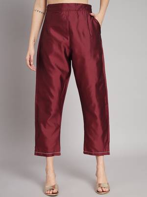   women kurta and trousers pant set heavy zari wok silk blend 4