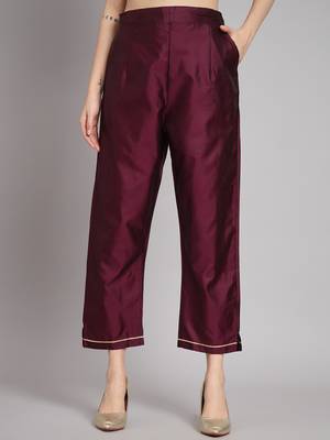   women kurta and trousers pant set heavy zari wok silk blend 4