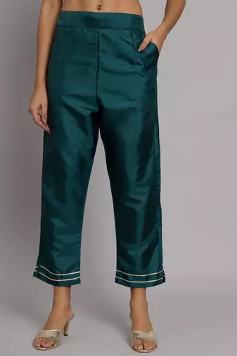   women kurta and trousers pant set silk blend
