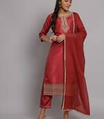   women kurta and trousers pant set silk blend
