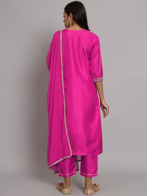   women kurta and trousers pant set silk blend 2