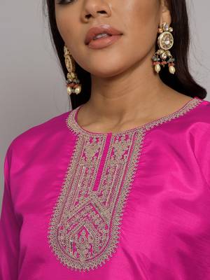   women kurta and trousers pant set silk blend 3