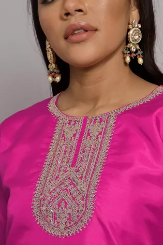   women kurta and trousers pant set silk blend