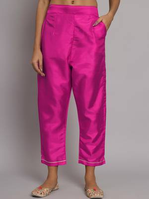   women kurta and trousers pant set silk blend 4