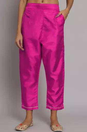   women kurta and trousers pant set silk blend
