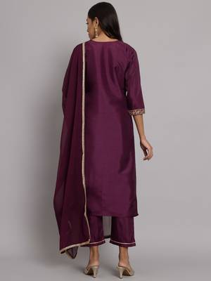  women kurta and trousers pant set silk blend 2