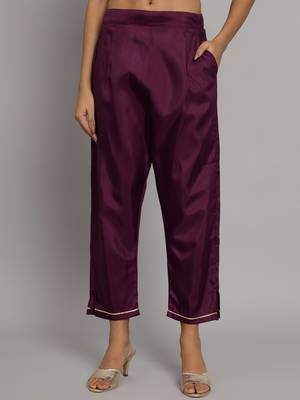   women kurta and trousers pant set silk blend 4