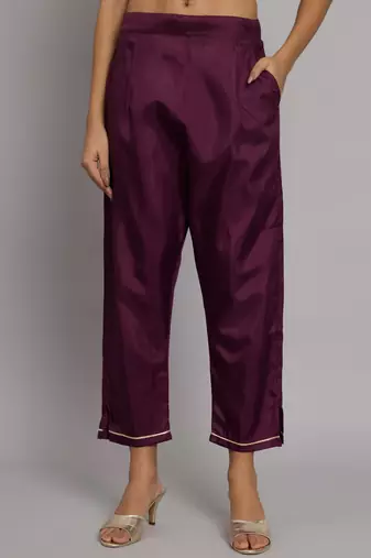   women kurta and trousers pant set silk blend