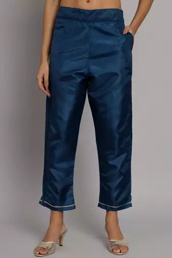   women kurta and trousers pant set silk blend