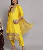   women kurta and trousers pant set silk blend