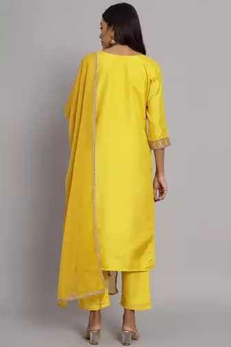   women kurta and trousers pant set silk blend