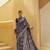 Kimisha women's navy blue linen woven saree with unstitched blouse piece