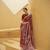 Kimisha women's maroon linen woven saree with unstitched blouse piece