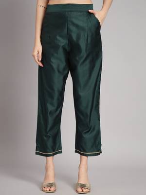   women kurta and trousers pant set heavy zari wok silk blend 4