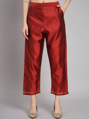  women kurta and trousers pant set heavy zari wok silk blend 4