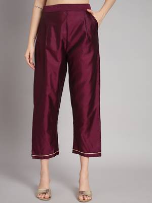   women kurta and trousers pant set heavy zari wok silk blend 4
