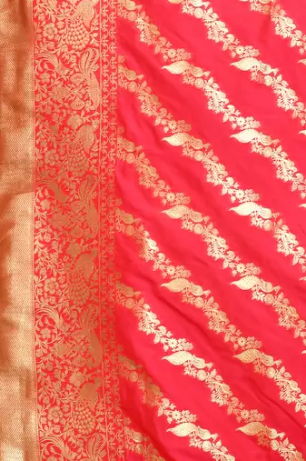 Elora silk blend banarasi woven designer saree for women (pink)