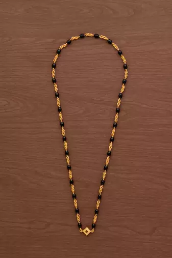 Black beads and mushti (1+2)mangalsutra with diamond kasitali one gram gold