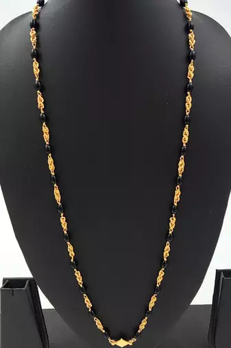 Black beads and mushti (1+2)mangalsutra with diamond kasitali one gram gold