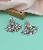 Peach color american diamond earrings